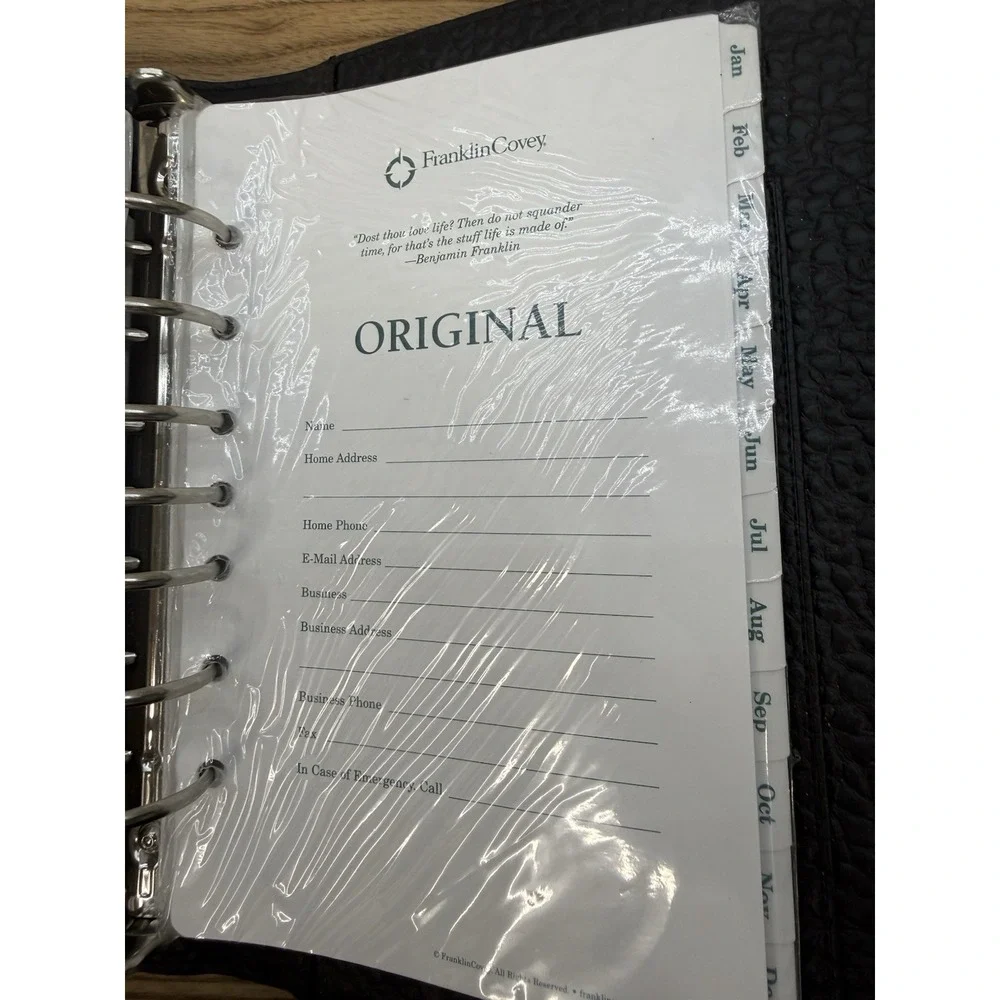 Franklin Covey 365 Monthly Weekly Organizer Planner Black Faux Leather & Notes
